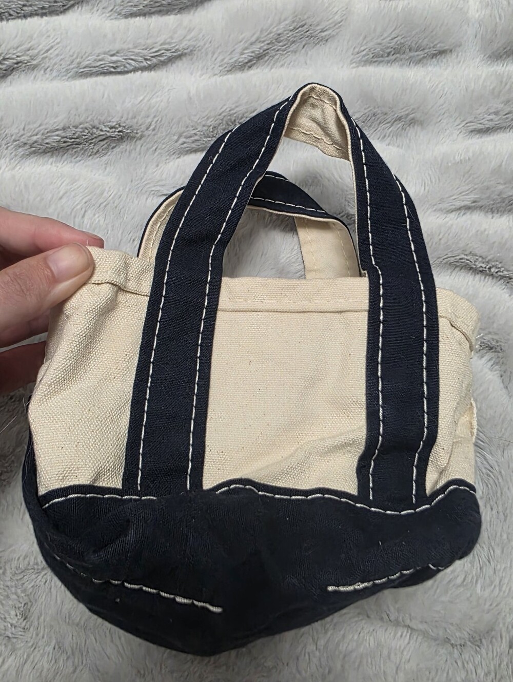 Vintage L.L.Bean Mini BOAT AND TOTE lawn chair Canvas Bag USA White Blue - Picture 8 of 11